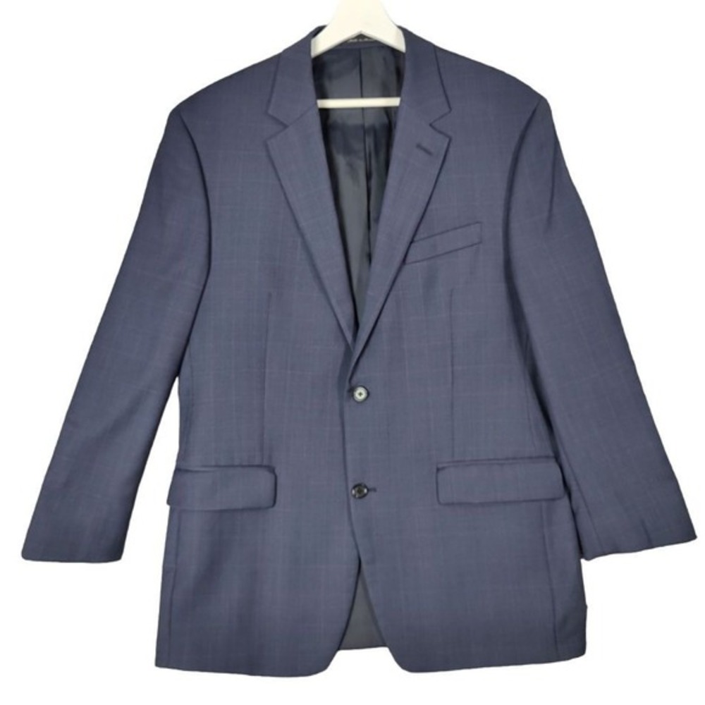 Michael Kors MMK Mens‎ Classic Designer 100% Wool Blazer Jacket 42R Navy Plaid